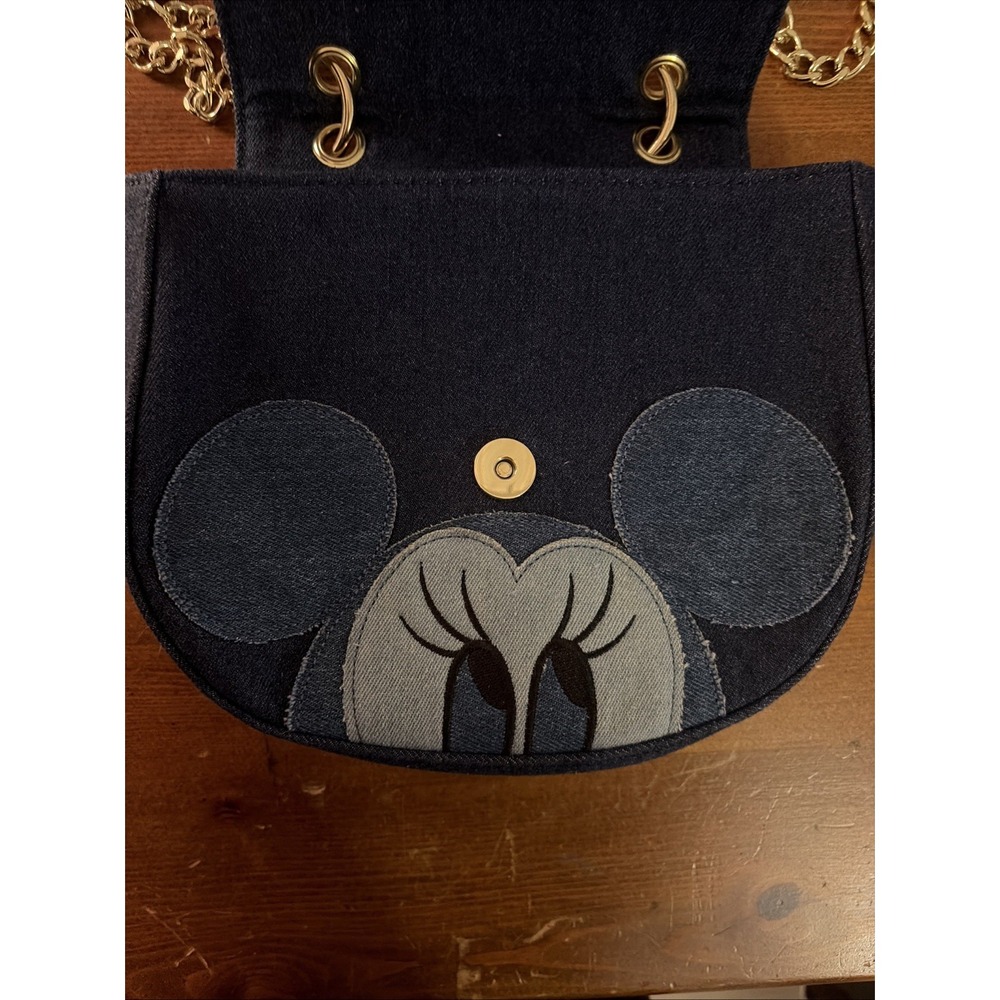 Disney Loungefly Minnie Mouse Denim Crossbody Bag Purse Women Teens & Girl - Picture 4 of 7